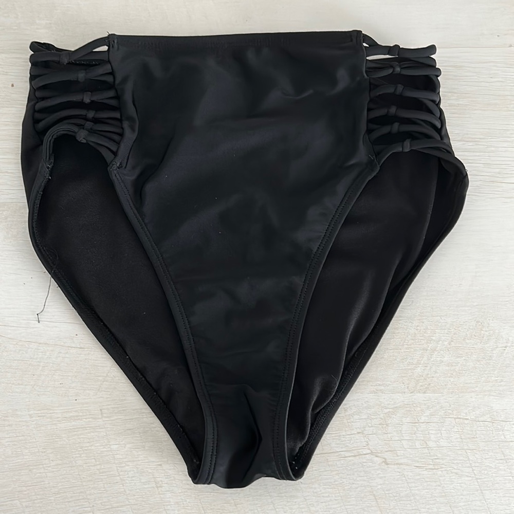 target swim bottoms, size small, black high rise